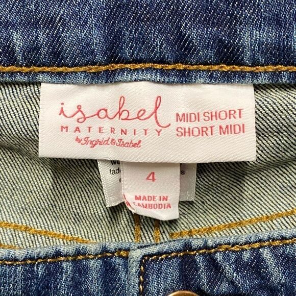 Isabel Maternity Shorts Womens Size 4 Blue Midi Jeans Denim - Picture 4 of 12